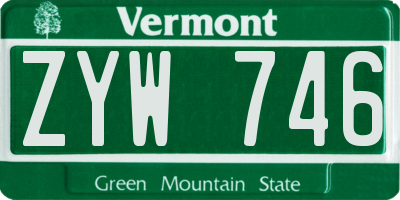 VT license plate ZYW746