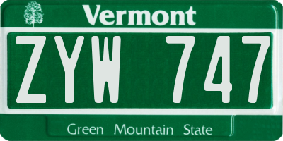 VT license plate ZYW747