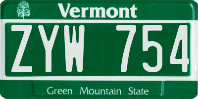 VT license plate ZYW754