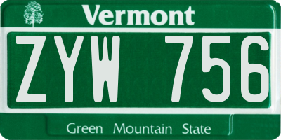 VT license plate ZYW756