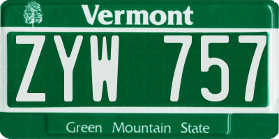 VT license plate ZYW757