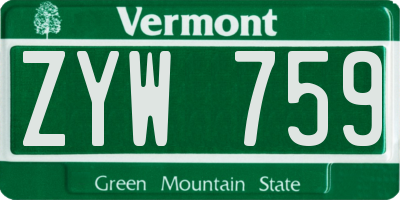 VT license plate ZYW759