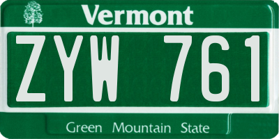 VT license plate ZYW761