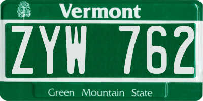 VT license plate ZYW762