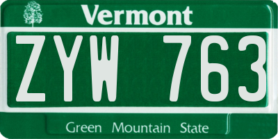 VT license plate ZYW763