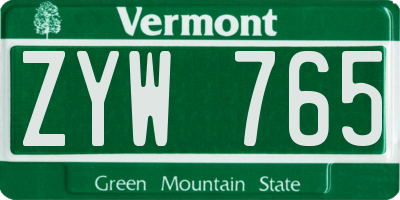 VT license plate ZYW765