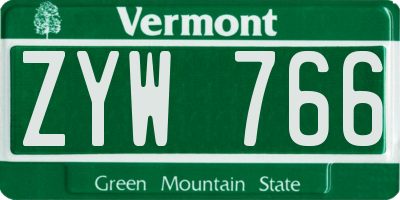 VT license plate ZYW766
