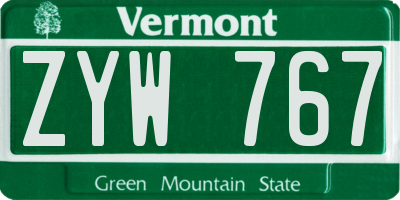 VT license plate ZYW767