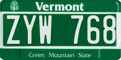VT license plate ZYW768