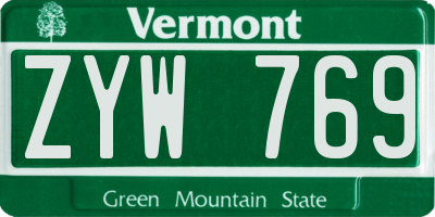VT license plate ZYW769