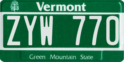VT license plate ZYW770