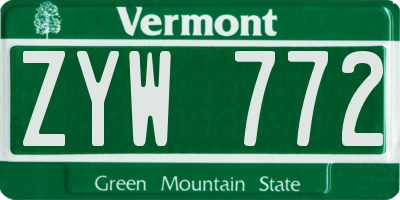 VT license plate ZYW772
