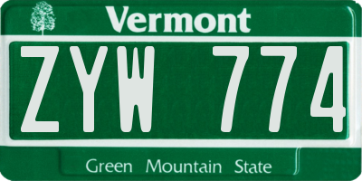 VT license plate ZYW774