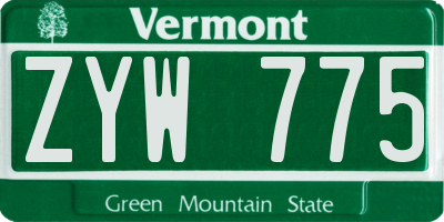 VT license plate ZYW775