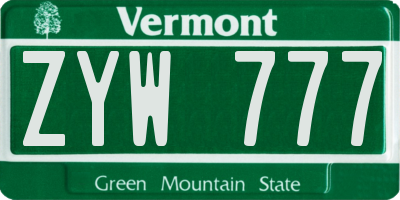VT license plate ZYW777