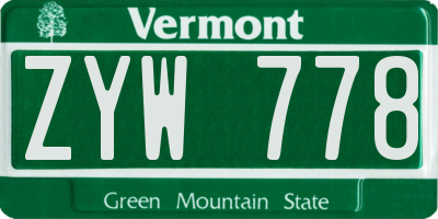 VT license plate ZYW778