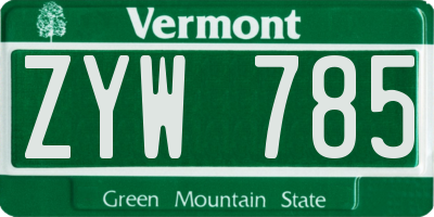 VT license plate ZYW785