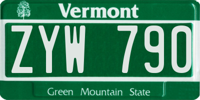VT license plate ZYW790