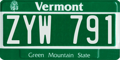 VT license plate ZYW791