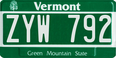VT license plate ZYW792