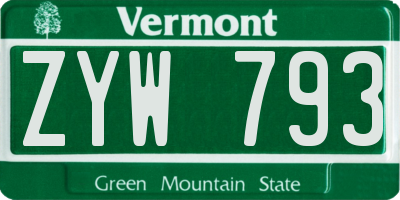 VT license plate ZYW793
