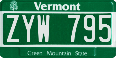 VT license plate ZYW795