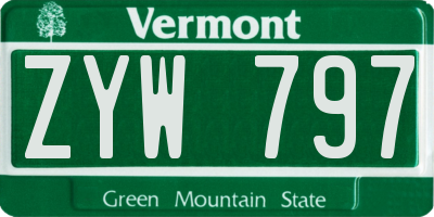 VT license plate ZYW797
