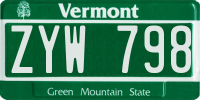 VT license plate ZYW798