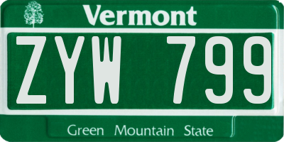VT license plate ZYW799