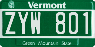 VT license plate ZYW801