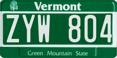 VT license plate ZYW804