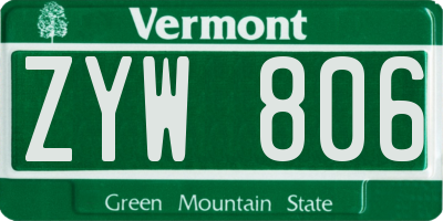 VT license plate ZYW806