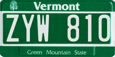VT license plate ZYW810