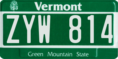 VT license plate ZYW814
