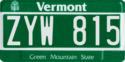 VT license plate ZYW815