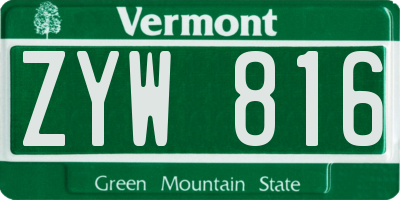 VT license plate ZYW816