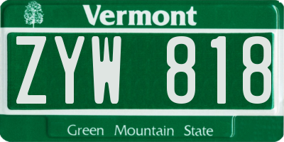 VT license plate ZYW818