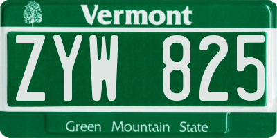 VT license plate ZYW825