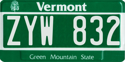 VT license plate ZYW832