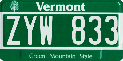 VT license plate ZYW833