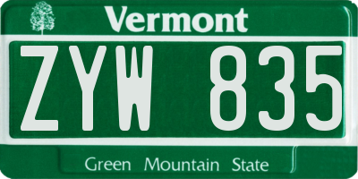 VT license plate ZYW835