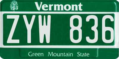 VT license plate ZYW836