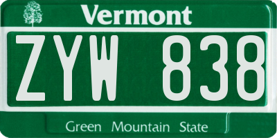 VT license plate ZYW838