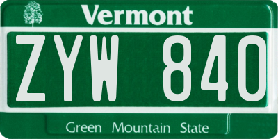 VT license plate ZYW840