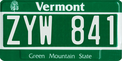 VT license plate ZYW841