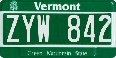 VT license plate ZYW842