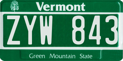 VT license plate ZYW843