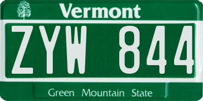 VT license plate ZYW844