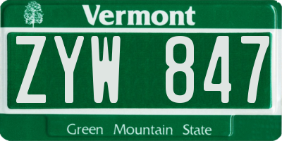 VT license plate ZYW847