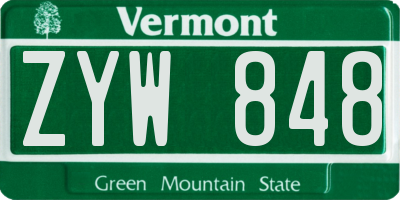 VT license plate ZYW848